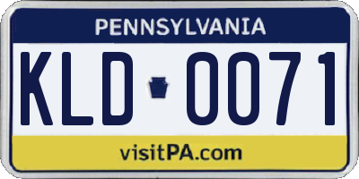 PA license plate KLD0071