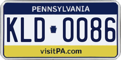 PA license plate KLD0086