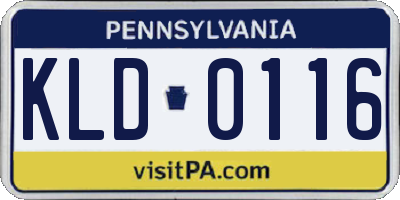 PA license plate KLD0116
