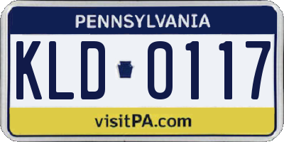 PA license plate KLD0117