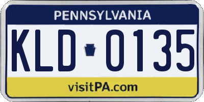 PA license plate KLD0135