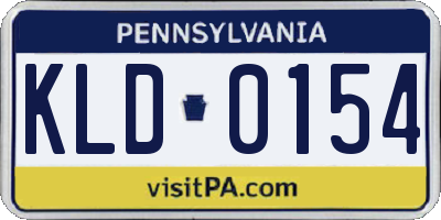 PA license plate KLD0154