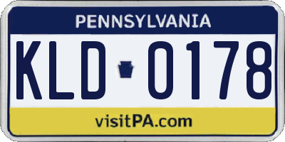 PA license plate KLD0178