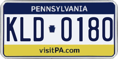 PA license plate KLD0180