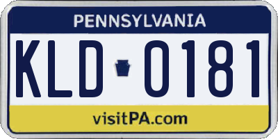 PA license plate KLD0181