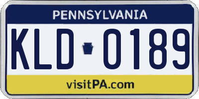 PA license plate KLD0189