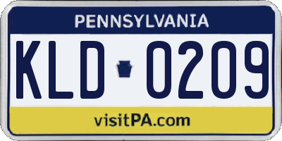 PA license plate KLD0209