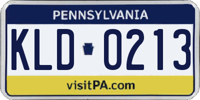 PA license plate KLD0213