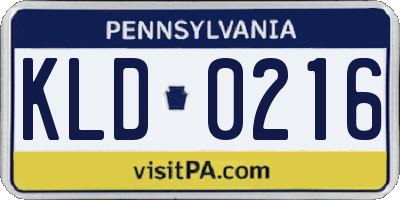 PA license plate KLD0216