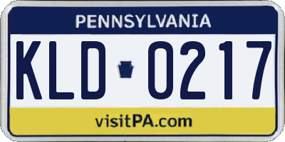 PA license plate KLD0217