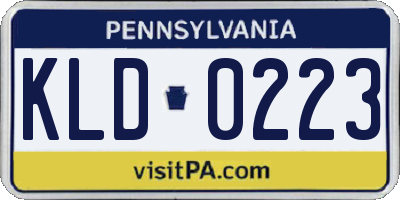 PA license plate KLD0223
