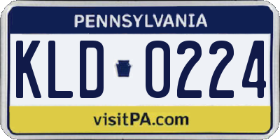 PA license plate KLD0224