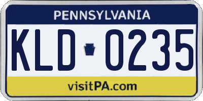 PA license plate KLD0235