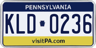 PA license plate KLD0236