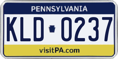 PA license plate KLD0237