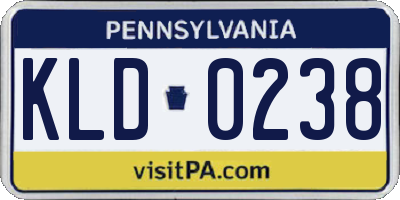 PA license plate KLD0238