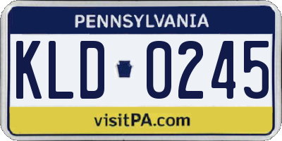PA license plate KLD0245