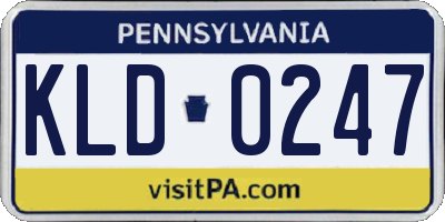 PA license plate KLD0247