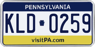 PA license plate KLD0259