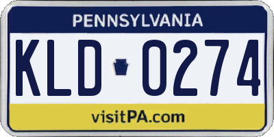PA license plate KLD0274