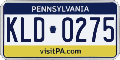 PA license plate KLD0275