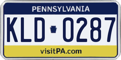 PA license plate KLD0287