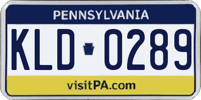 PA license plate KLD0289