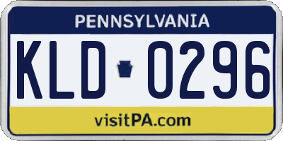PA license plate KLD0296