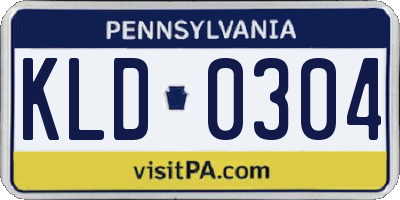 PA license plate KLD0304