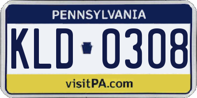 PA license plate KLD0308