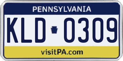 PA license plate KLD0309