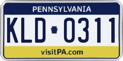 PA license plate KLD0311
