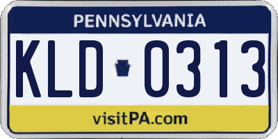 PA license plate KLD0313
