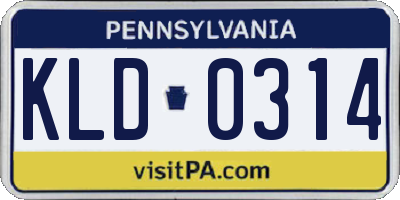 PA license plate KLD0314