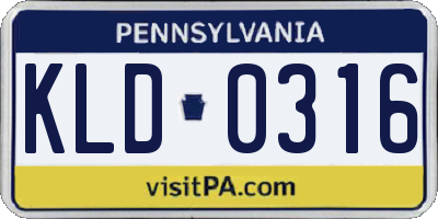 PA license plate KLD0316