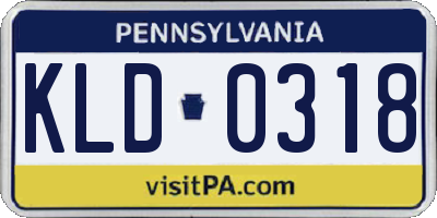 PA license plate KLD0318