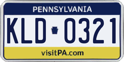 PA license plate KLD0321