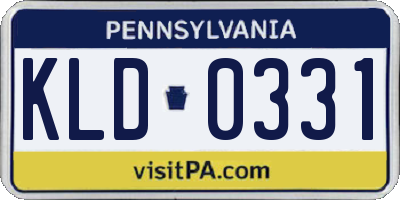 PA license plate KLD0331