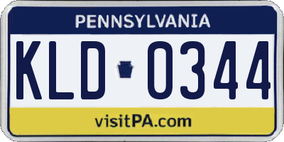PA license plate KLD0344