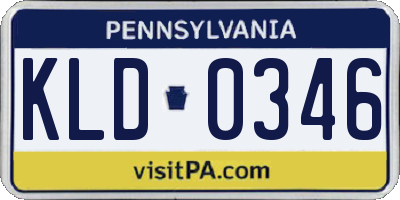 PA license plate KLD0346