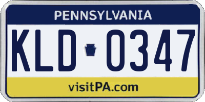 PA license plate KLD0347