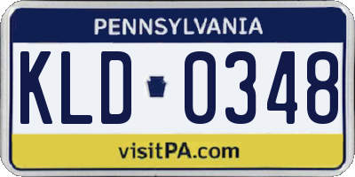 PA license plate KLD0348