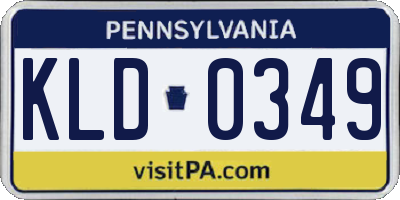 PA license plate KLD0349