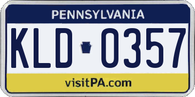 PA license plate KLD0357