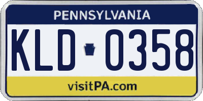 PA license plate KLD0358