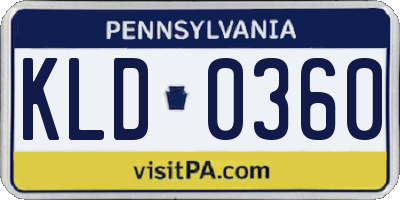 PA license plate KLD0360