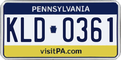 PA license plate KLD0361