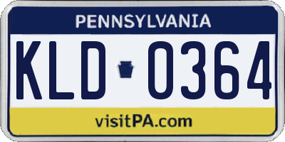 PA license plate KLD0364