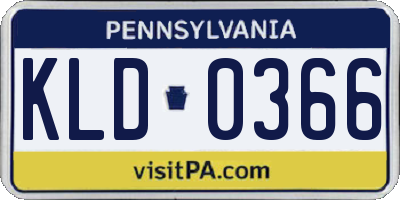 PA license plate KLD0366