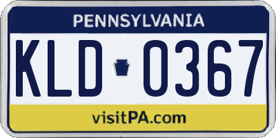 PA license plate KLD0367